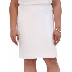 Kasper Women's Plus Size Vivien Skirt Iconic Stretch White Crepe Pencil Skirt 18